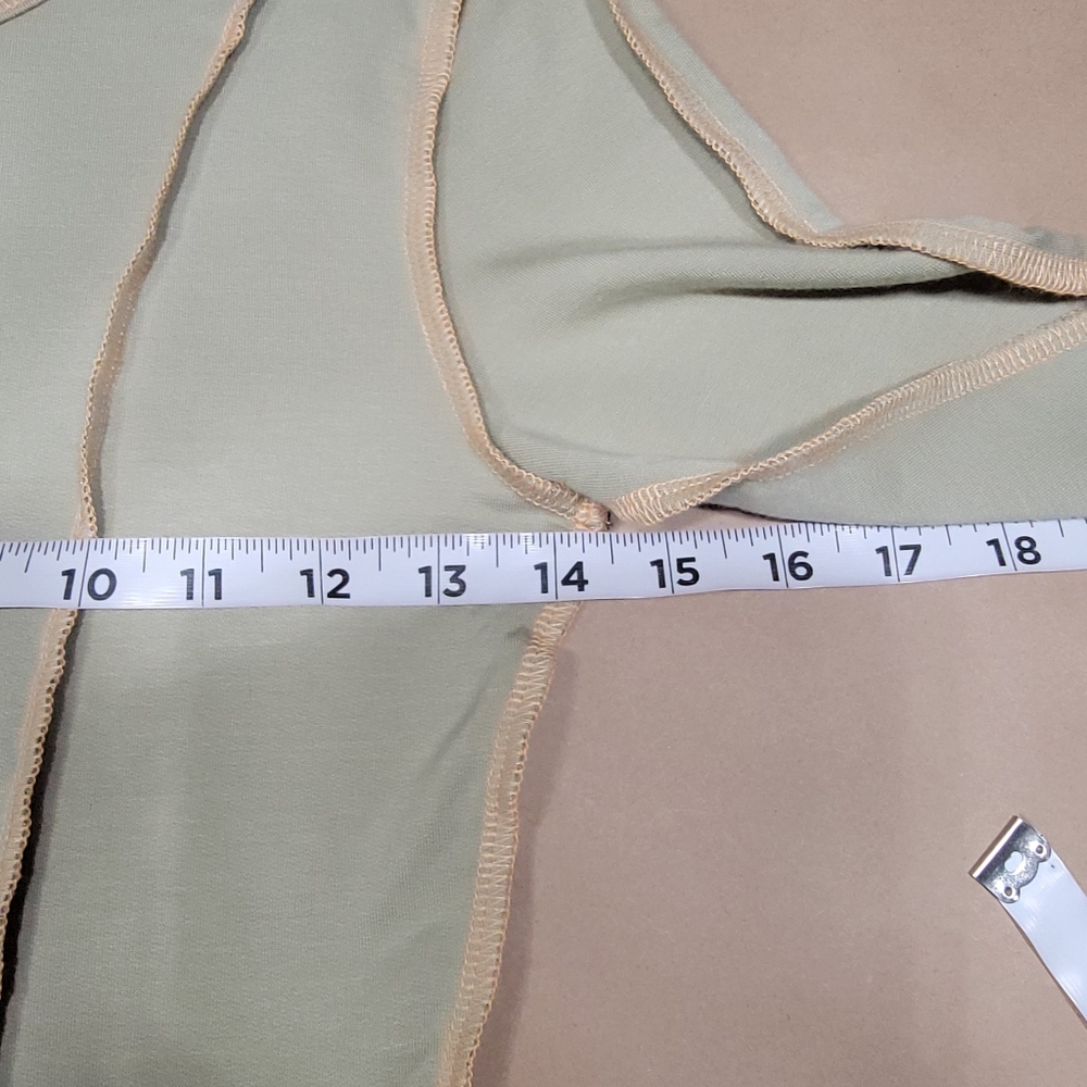 Forever 21 Size S Light Moss Green with Yellow Exposed Seam Cropped Top, NEW - Picture 7 of 11